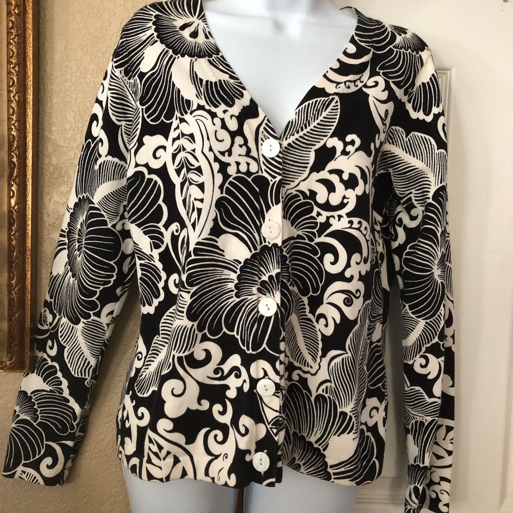 Gorgeous Talbots V neck cardigan! Black and Cream!